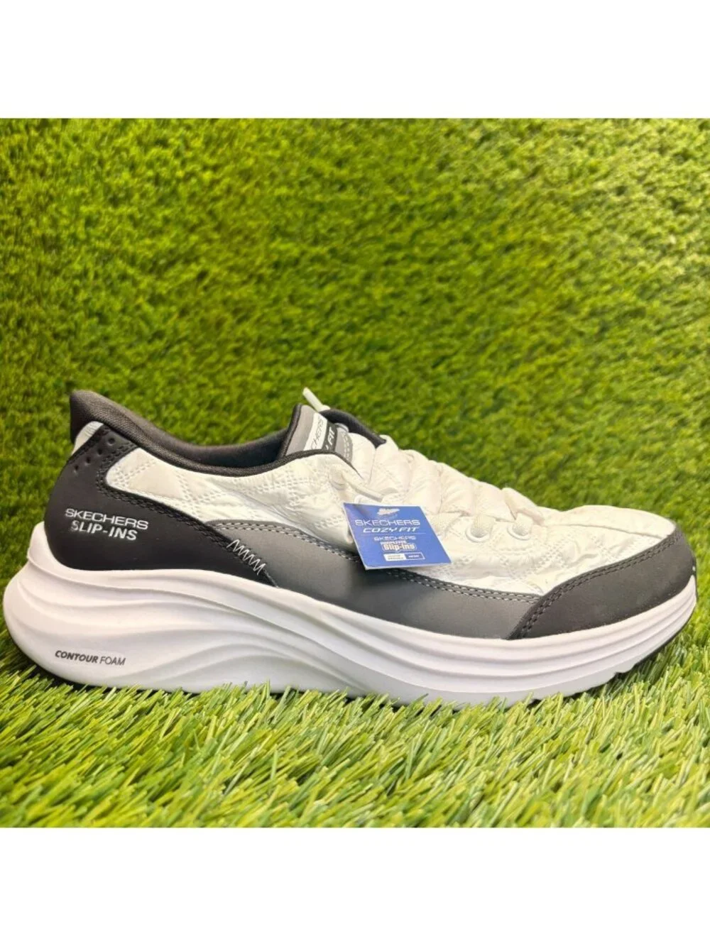 Skechers Contour Foam Womens Size 7 White Black Athletic Running Shoes Sneakers